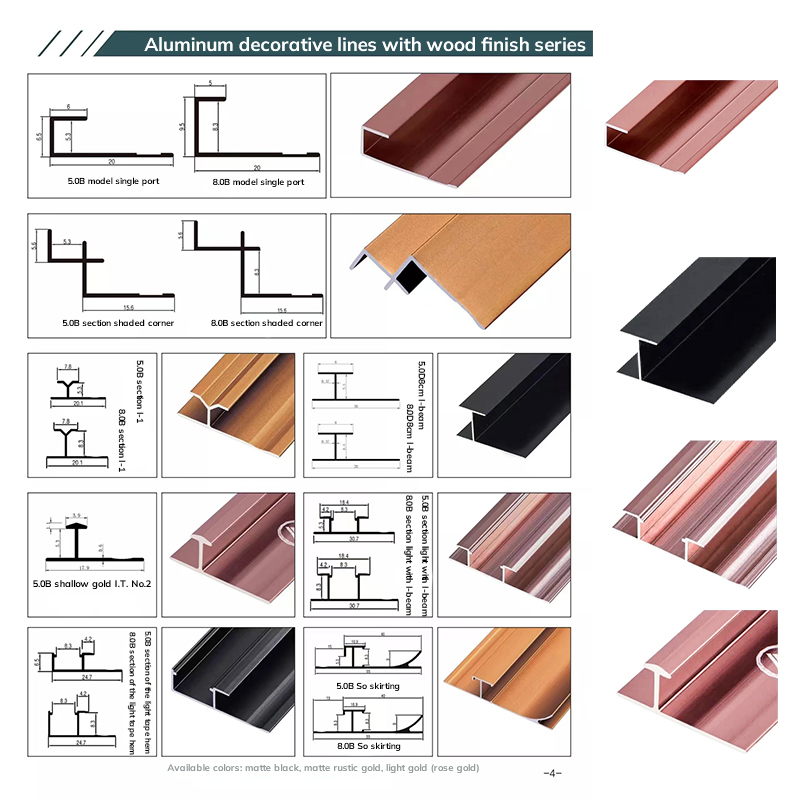 Lignes décoratives en aluminium protégeant et décorant les bords des carreaux