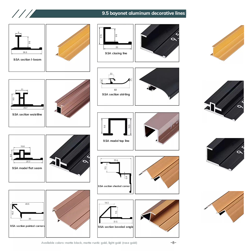 Lignes décoratives en aluminium protégeant et décorant les bords des carreaux