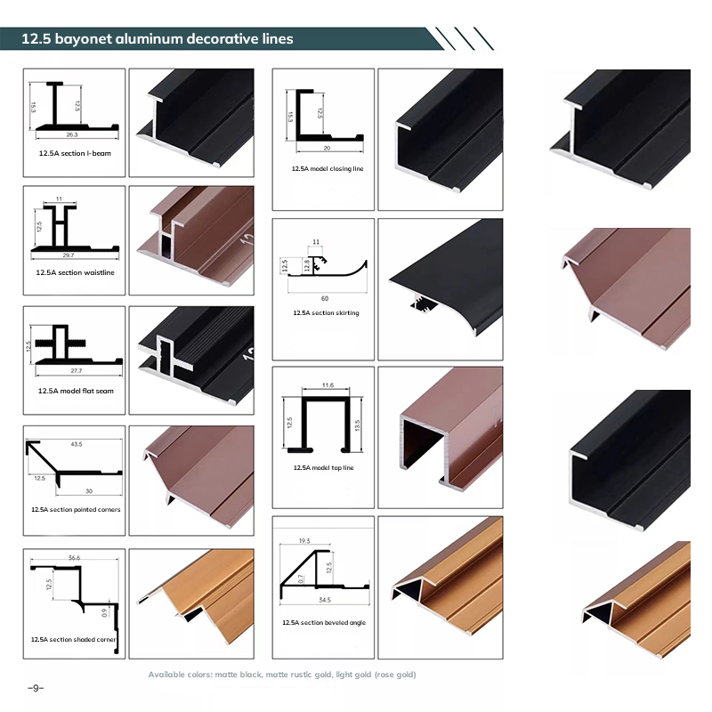 Lignes décoratives en aluminium protégeant et décorant les bords des carreaux