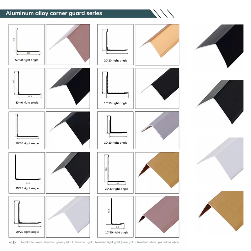 Lignes décoratives en aluminium protégeant et décorant les bords des carreaux