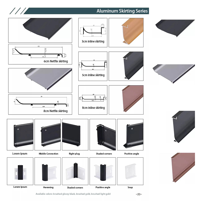 Lignes décoratives en aluminium protégeant et décorant les bords des carreaux